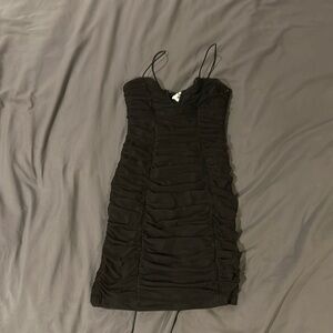Princess Polly dress. Size 4. Black. Ruching all over front, back and s…